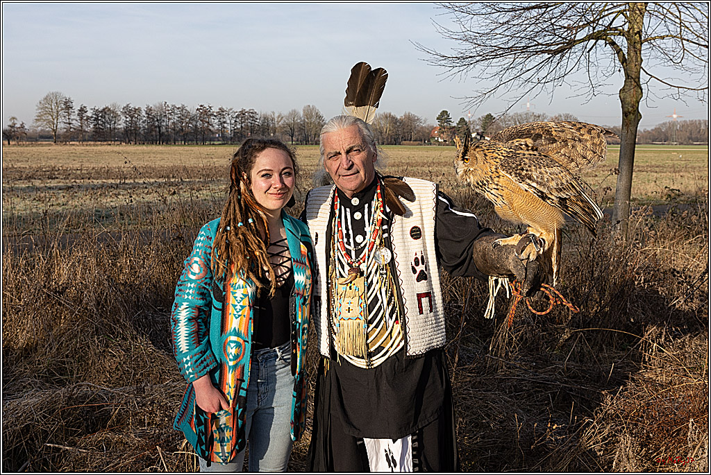 Cheyenne-Halbblut Hunting Wolf in der Falknerei Pierre Schmidt; Gymnich, 09.02.2023